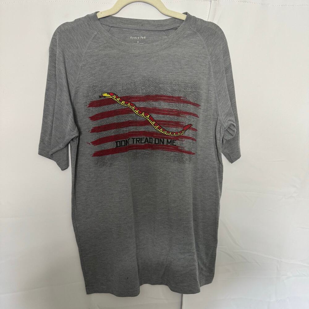 Don’t Tread On Me Gray Tee Sport-Tek Snake Flag Patriotic Shirt Sz S